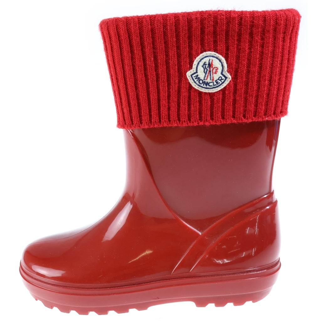 MONCLER(モンクレール) リブニット ラバーロングレインブーツ レッド ー レディース