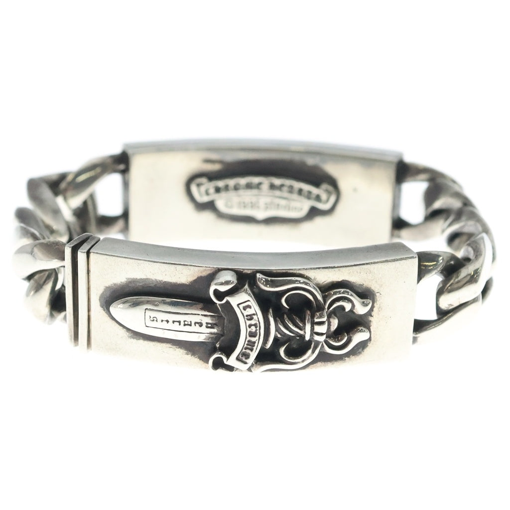 CHROME HEARTS(クロムハーツ) OLD ID DBL FLRL DGGR オールド ダブルIDフローラルハートダガーブレスレット シルバー