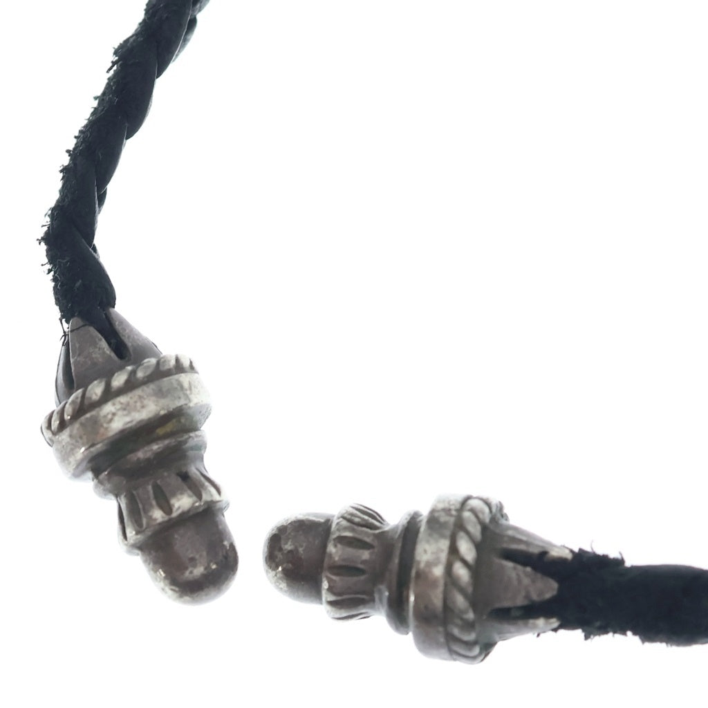 CHROME HEARTS(クロムハーツ) LEATHER BRAID SCROLL ネックレス レザーブレイドネックレス ブラック/シルバー BCA377
