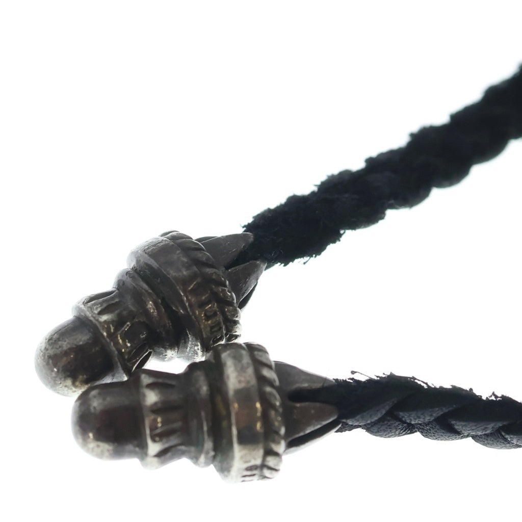CHROME HEARTS(クロムハーツ) LEATHER BRAID SCROLL ネックレス レザーブレイドネックレス ブラック/シルバー BCA377