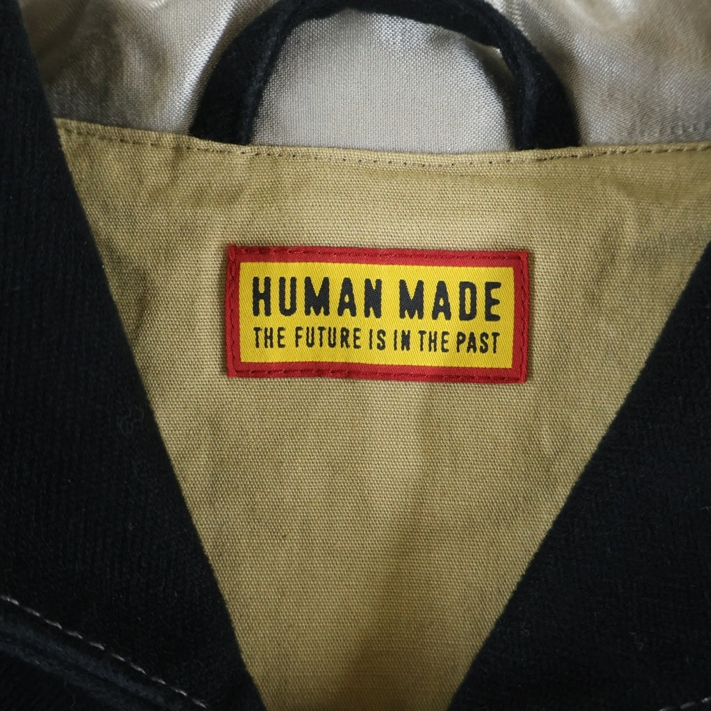 HUMAN MADE(ヒューマンメイド) Satin Varsity Jacket サテン バーシティジャケット HM30JK012 ブラック/グレー