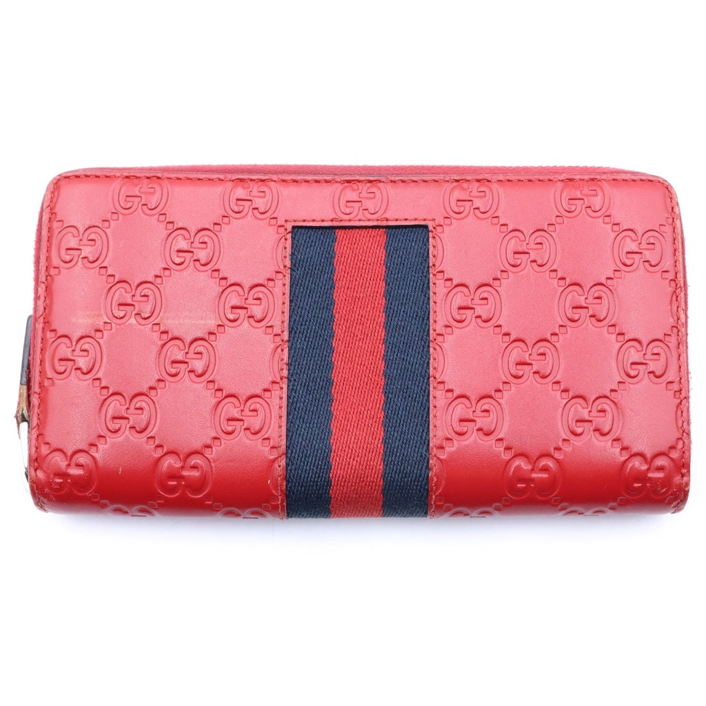 GUCCI(グッチ) GG柄 ラウンドジップロングウォレット 長財布 レッド 408331