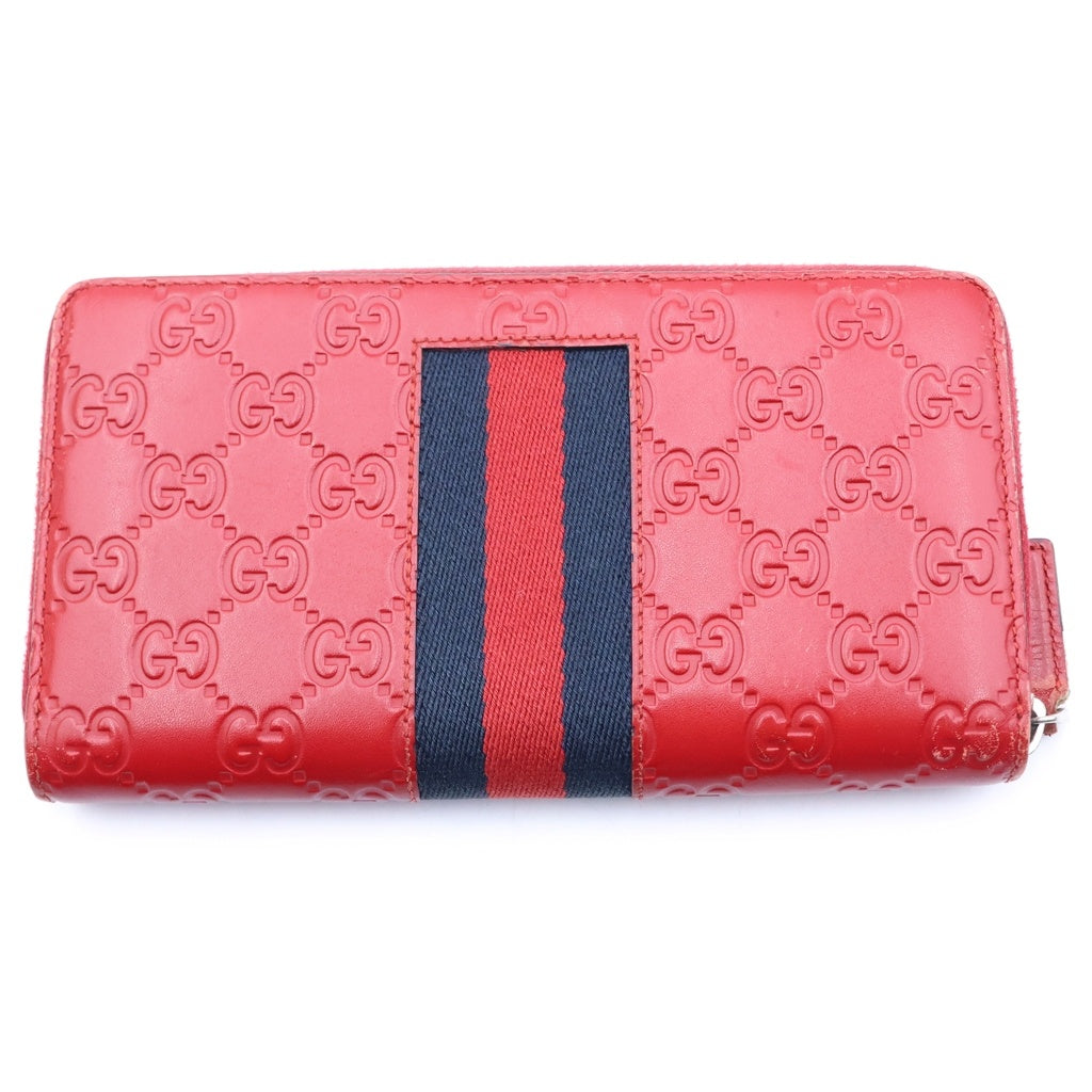 GUCCI(グッチ) GG柄 ラウンドジップロングウォレット 長財布 レッド 408331