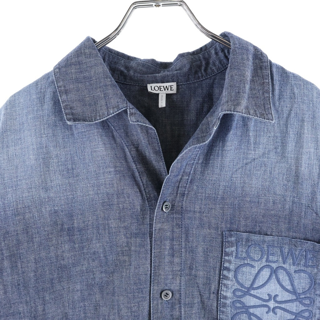 LOEWE(ロエベ) 26SS Short Sleeved Denim Shirt フロントロゴ刺繍半袖シャツ インディゴ H526Y1DM21