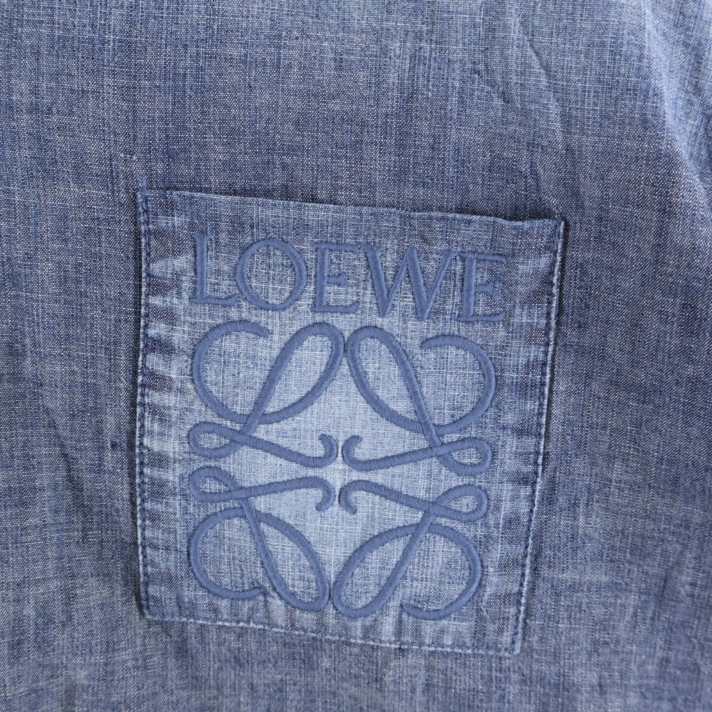 LOEWE(ロエベ) 26SS Short Sleeved Denim Shirt フロントロゴ刺繍半袖シャツ インディゴ H526Y1DM21