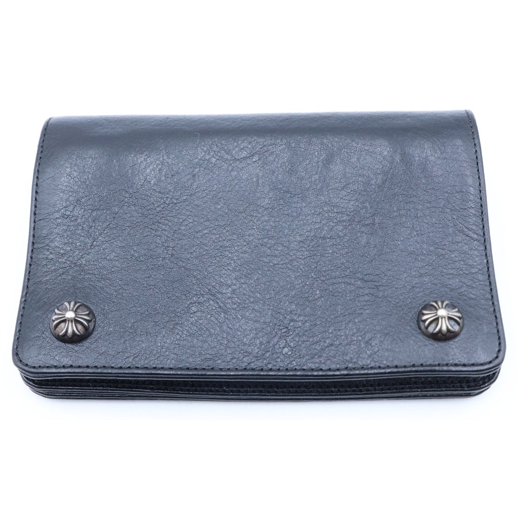 CHROME HEARTS(クロムハーツ) 2ZIP 2ジップ クロスボールボタンレザーウォレット 財布 ブラック BCA363