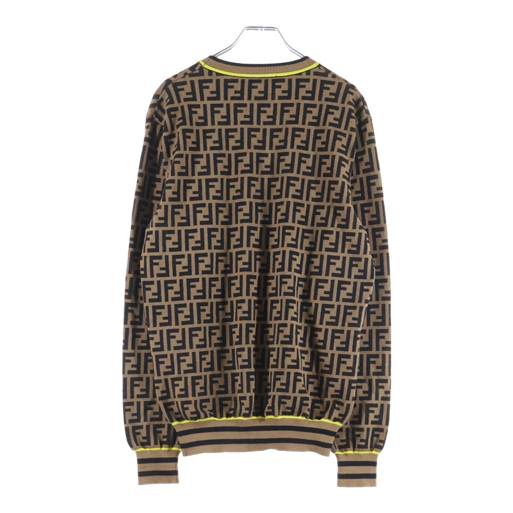 FENDI(フェンディ) ズッカ柄 クルーネックウールニット ブラウン FZZ481 AAV9