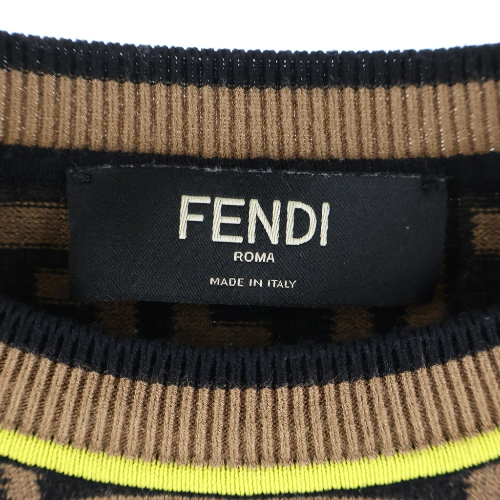FENDI(フェンディ) ズッカ柄 クルーネックウールニット ブラウン FZZ481 AAV9