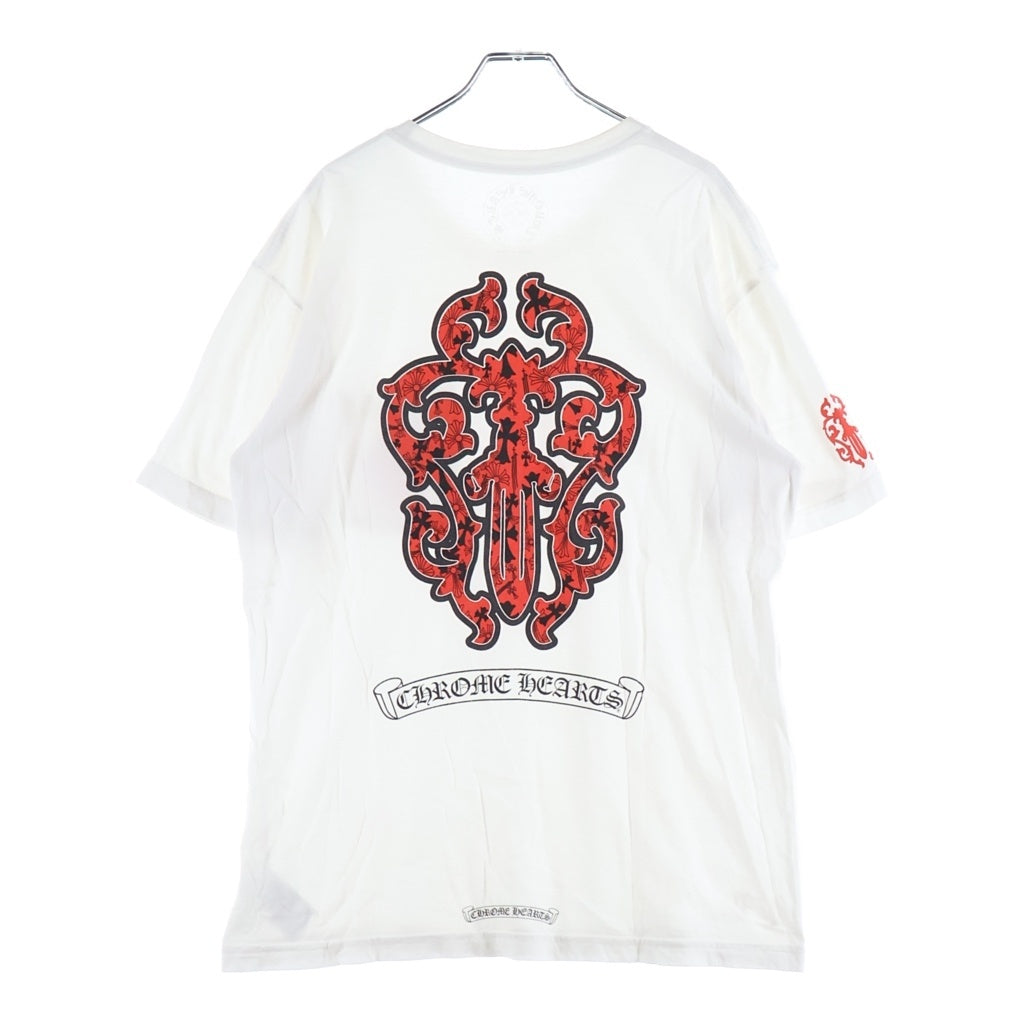 CHROME HEARTS(クロムハーツ) BACK VINE DAGGER PRINT バックヴァインダガー プリント 半袖Tシャツ ホワイト/レッド