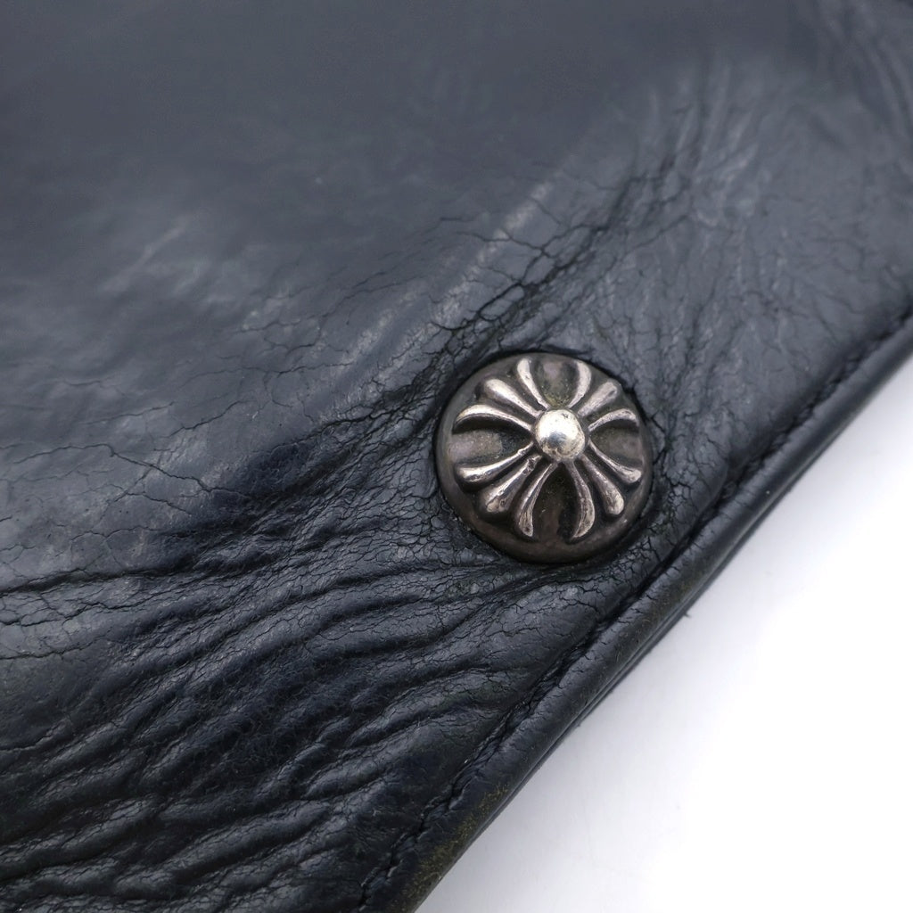 CHROME HEARTS(クロムハーツ) 1SNAP 1スナップ クロス ボールボタン レザーウォレット 財布 ブラック