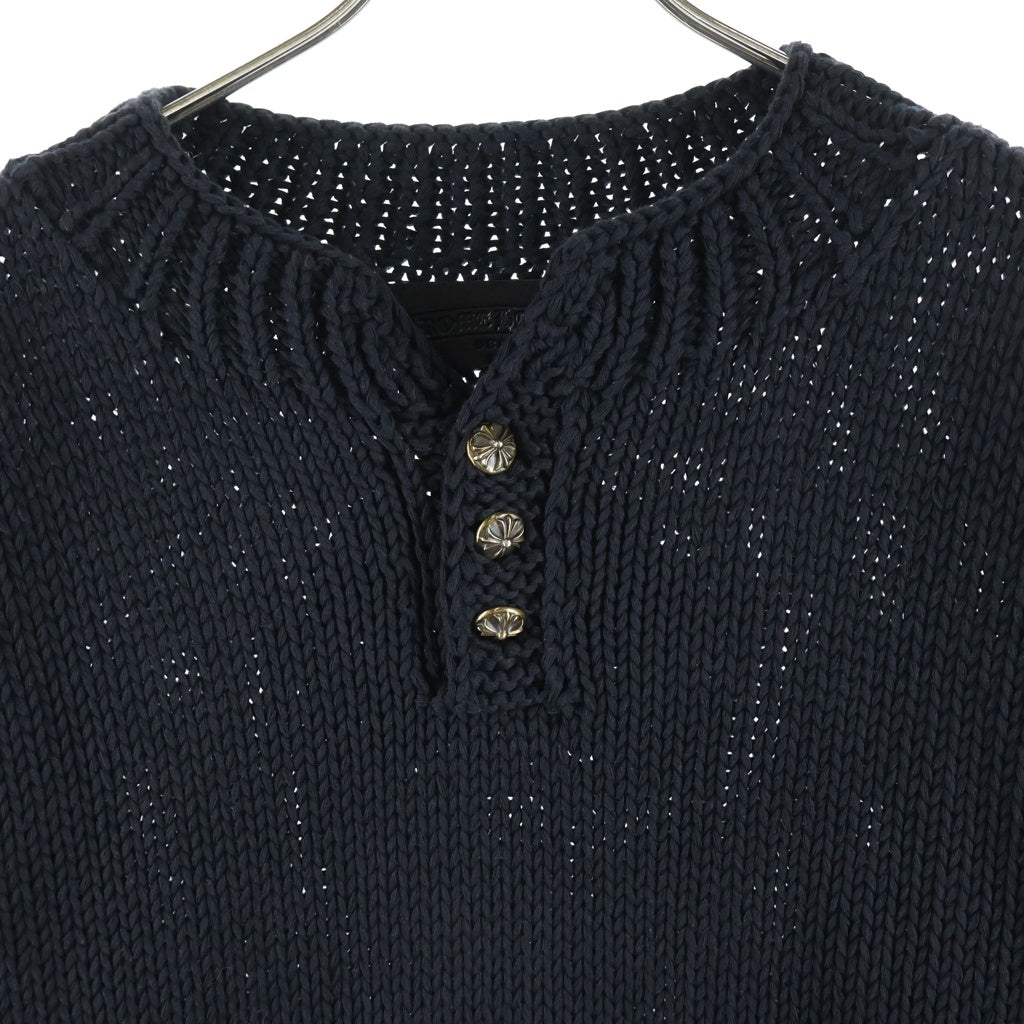 CHROME HEARTS(クロムハーツ) Cemetery Cross Patch Cashmere Knit Sweater セメタリークロスパッチ クロスボールボタンカシミアニットセーター ブラック