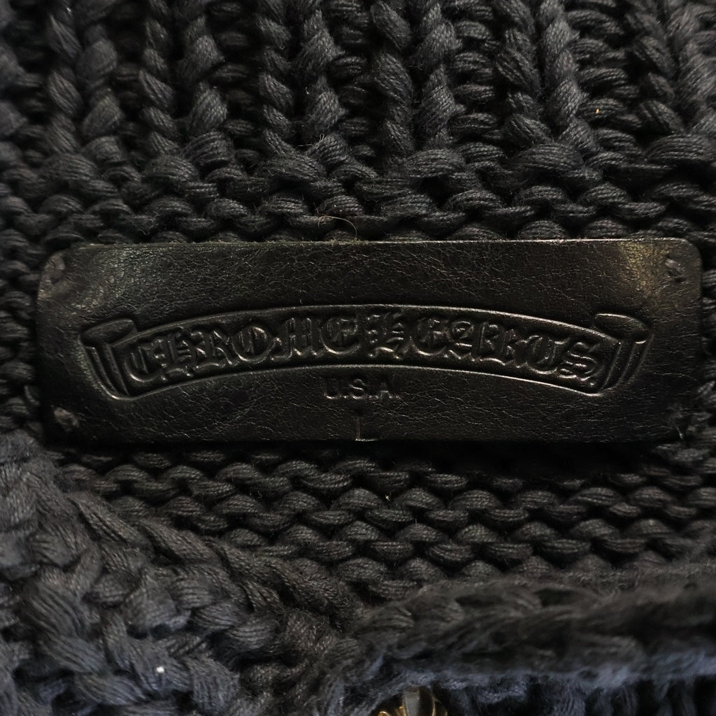 CHROME HEARTS(クロムハーツ) Cemetery Cross Patch Cashmere Knit Sweater セメタリークロスパッチ クロスボールボタンカシミアニットセーター ブラック