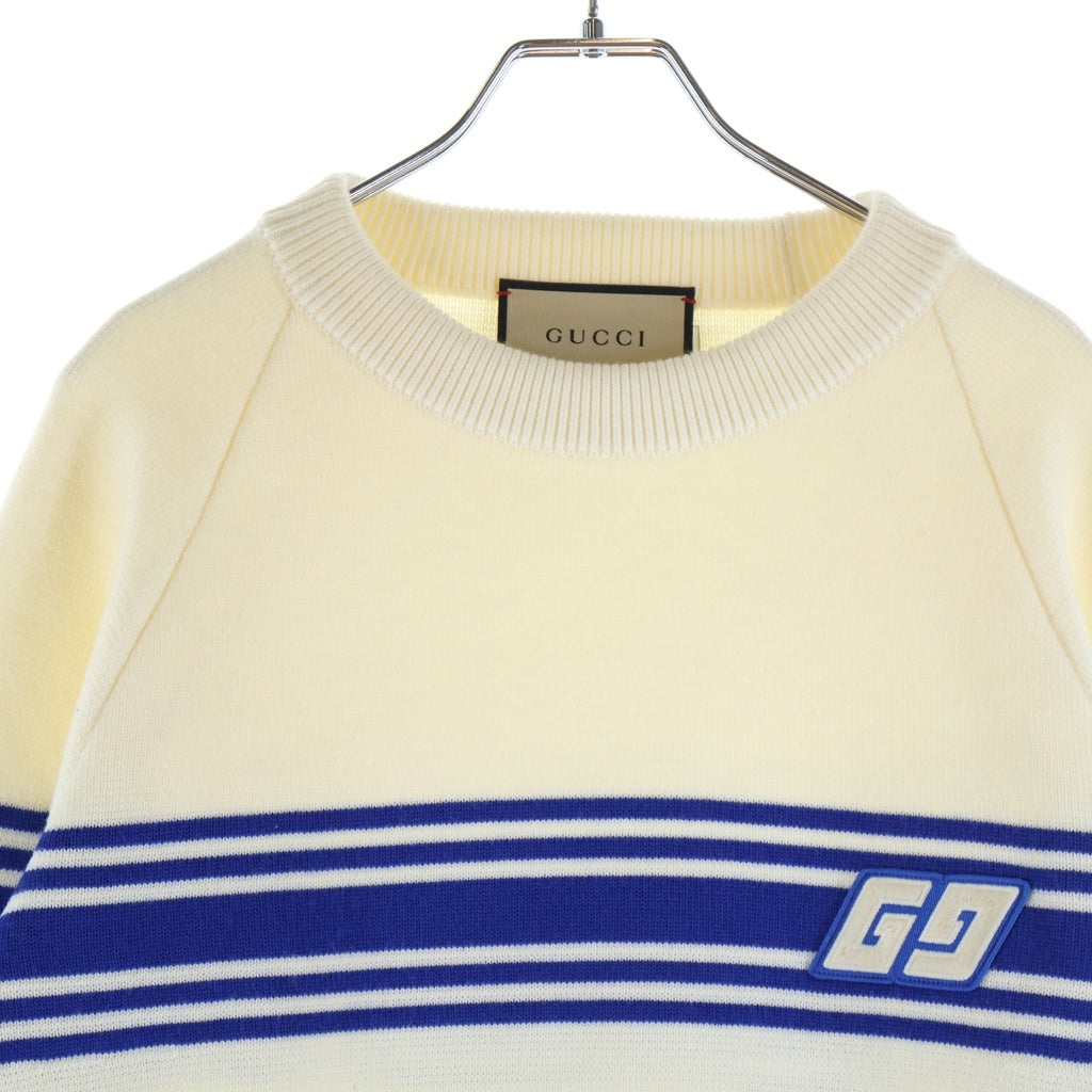 GUCCI(グッチ) GG Crewneck Sweater クルーネック ストライプ セーター ホワイト/ブルー 763398 XKD01