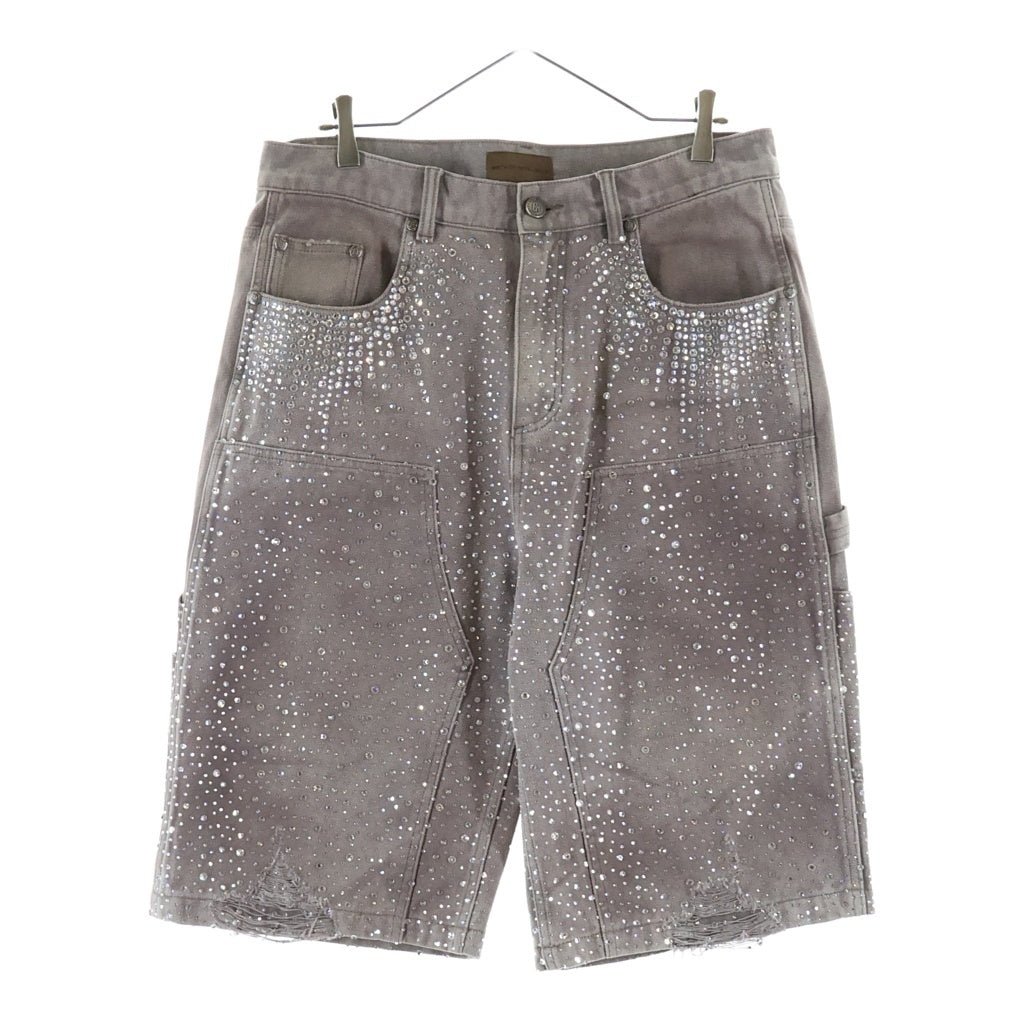 BIRTH OF ROYAL CHILD(バースオブロイヤルチャイルド) Redial 20K Diamond Jorts ラインストーン ダブルニー ショーツ ショートパンツ ブラウン