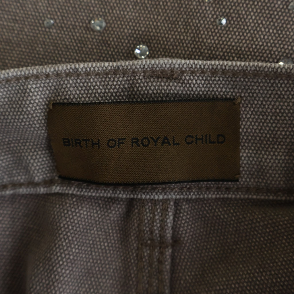 BIRTH OF ROYAL CHILD(バースオブロイヤルチャイルド) Redial 20K Diamond Jorts ラインストーン ダブルニー ショーツ ショートパンツ ブラウン
