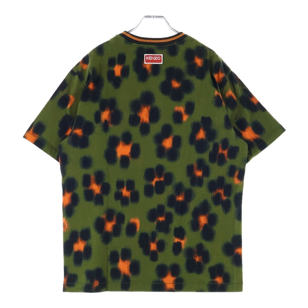 KENZO(ケンゾー) HANA LEOPARD CLASSIC T-SHIRT 総柄 半袖クルーネック半袖Tシャツ グリーン FD55TS4424SI