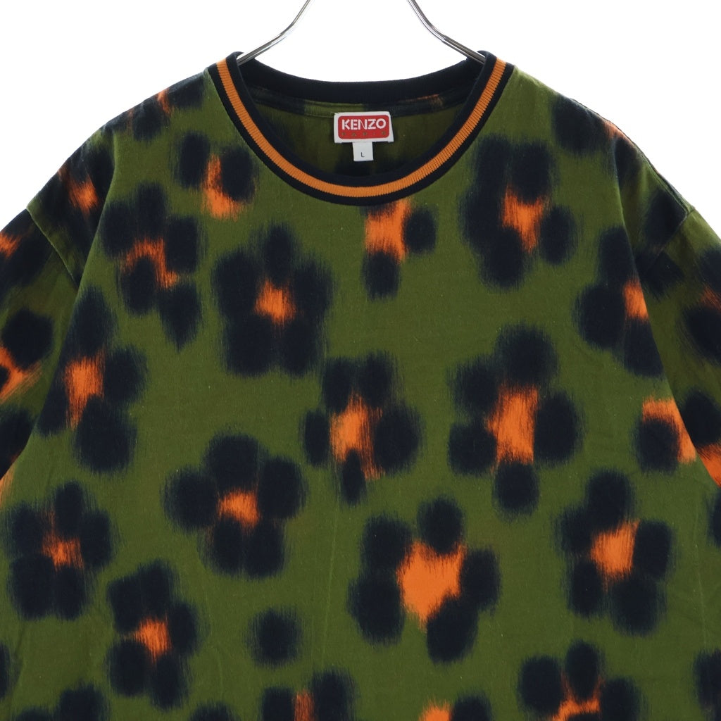 KENZO(ケンゾー) HANA LEOPARD CLASSIC T-SHIRT 総柄 半袖クルーネック半袖Tシャツ グリーン FD55TS4424SI