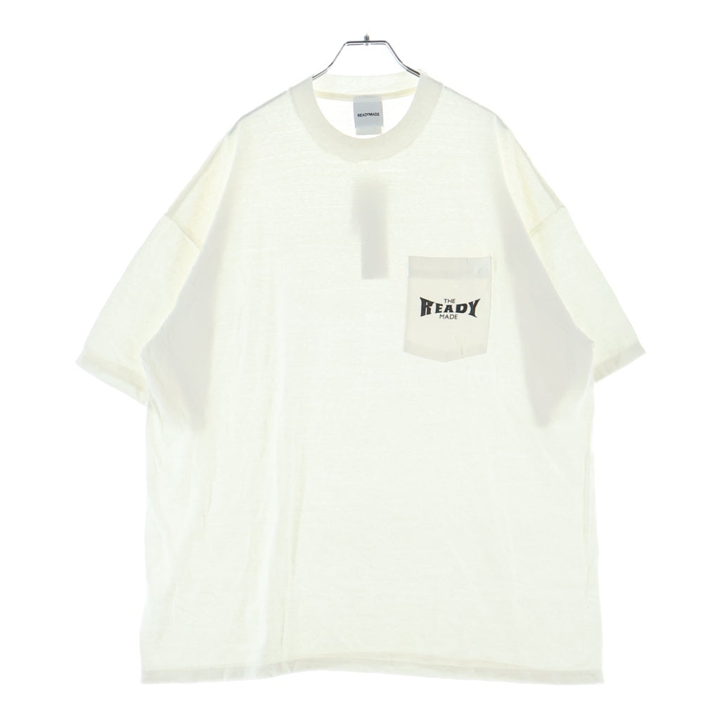 READY MADE(レディメイド) 24SS S/S POCKET T-SHIRT フロントロゴ クルーネック半袖Tシャツ ホワイト RE-CO-WH-00-00-277