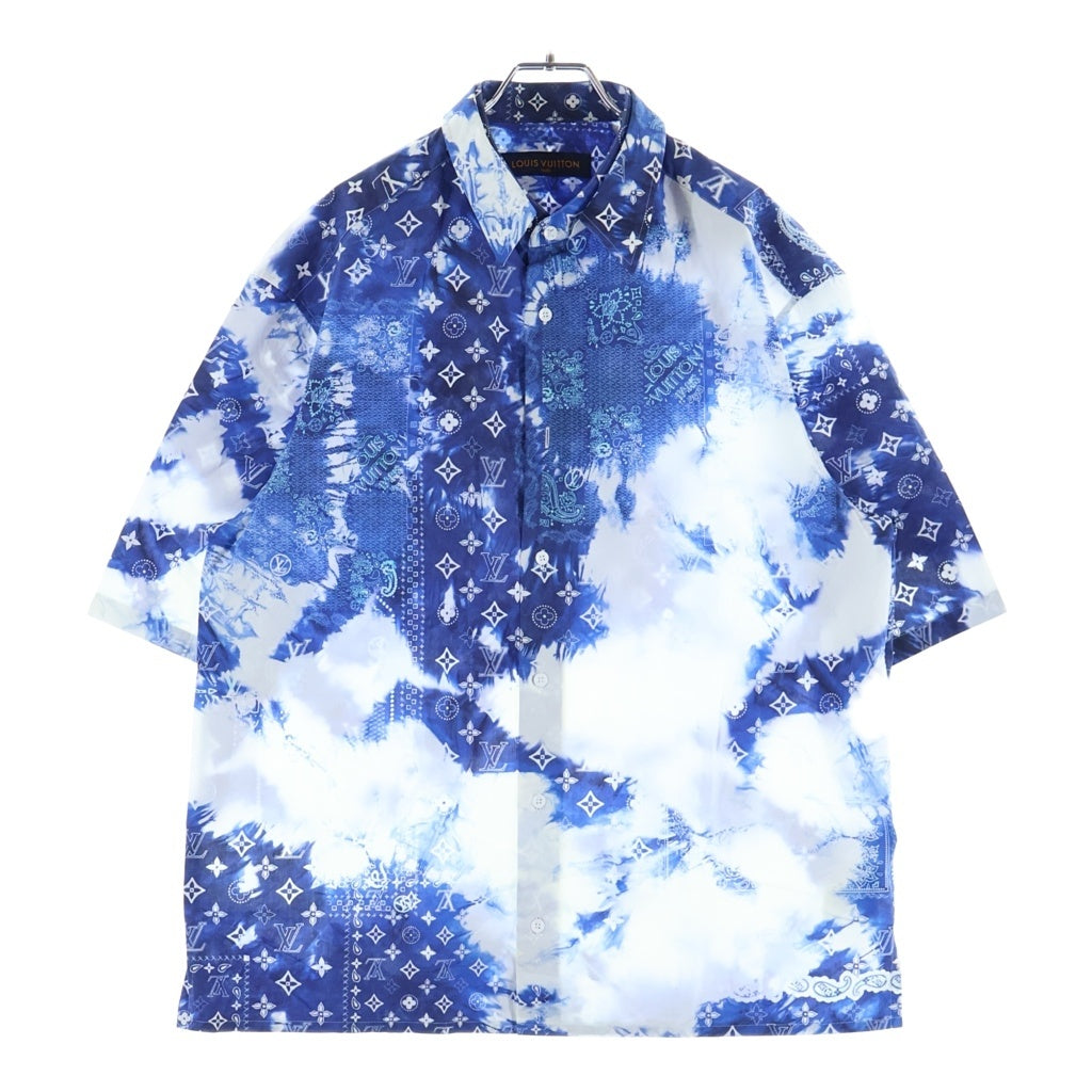 LOUIS VUITTON(ルイヴィトン) 22AW NW0 モノグラムバンダナフックディティール半袖シャツ ブルー HNS07W