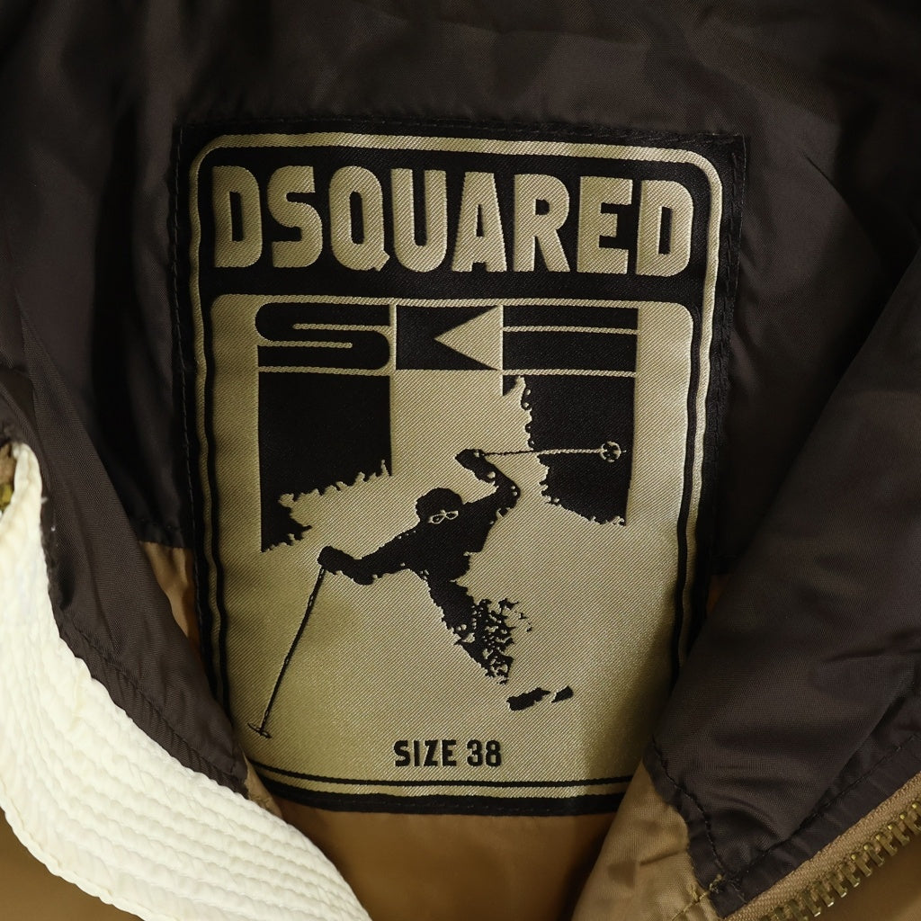 DSQUARED2(ディースクエアード) ここのえ期 ショートレングスナイロンダブルジップダウンジャケット ブラウン レディース 72AM115