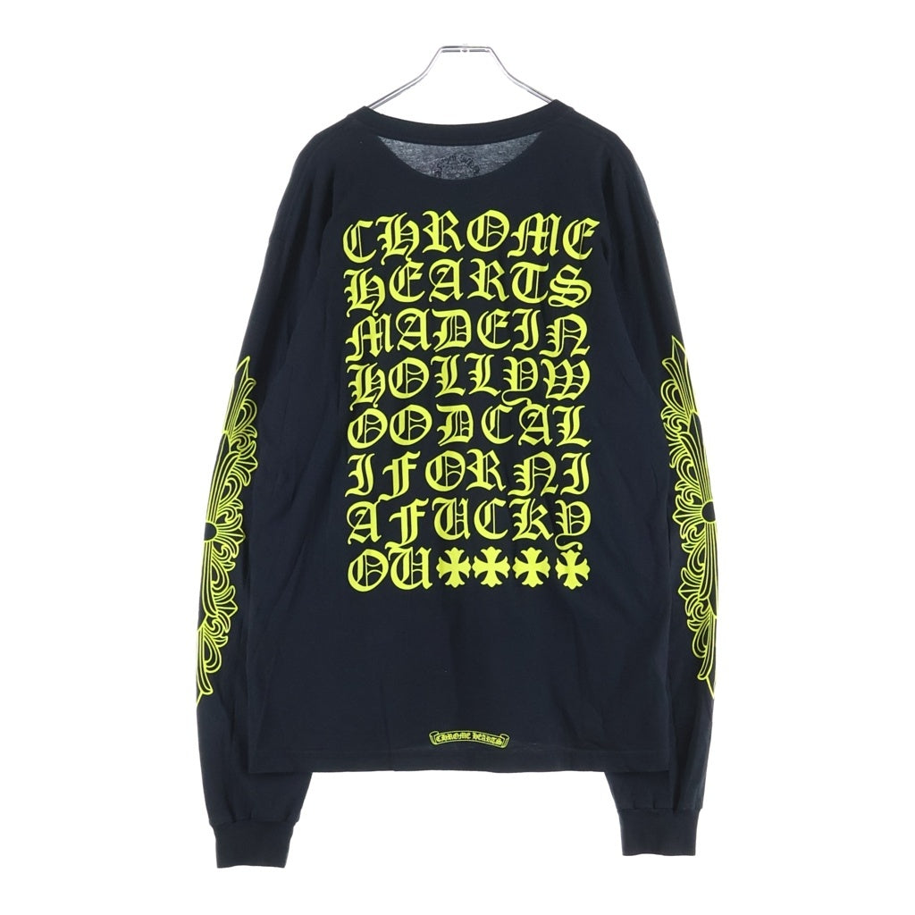 CHROME HEARTS(クロムハーツ) DBL FLRL L/S TEE ダブルフローラル バックヴァーティカルロゴプリント長袖Tシャツ ブラック/イエロー