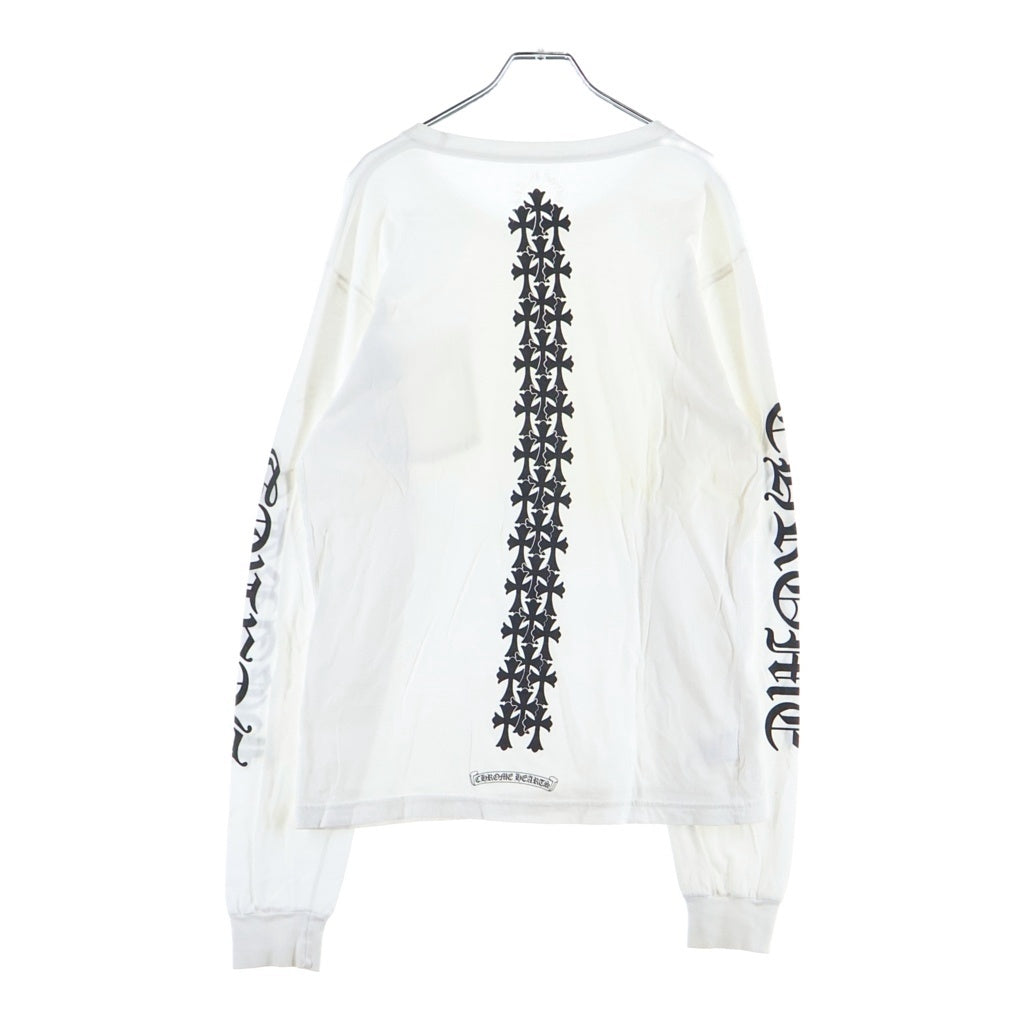 CHROME HEARTS(クロムハーツ) Cemetery Cross Tire Track L/S Tee バックセメタリークロス タイヤトラックプリント長袖Tシャツ ホワイト