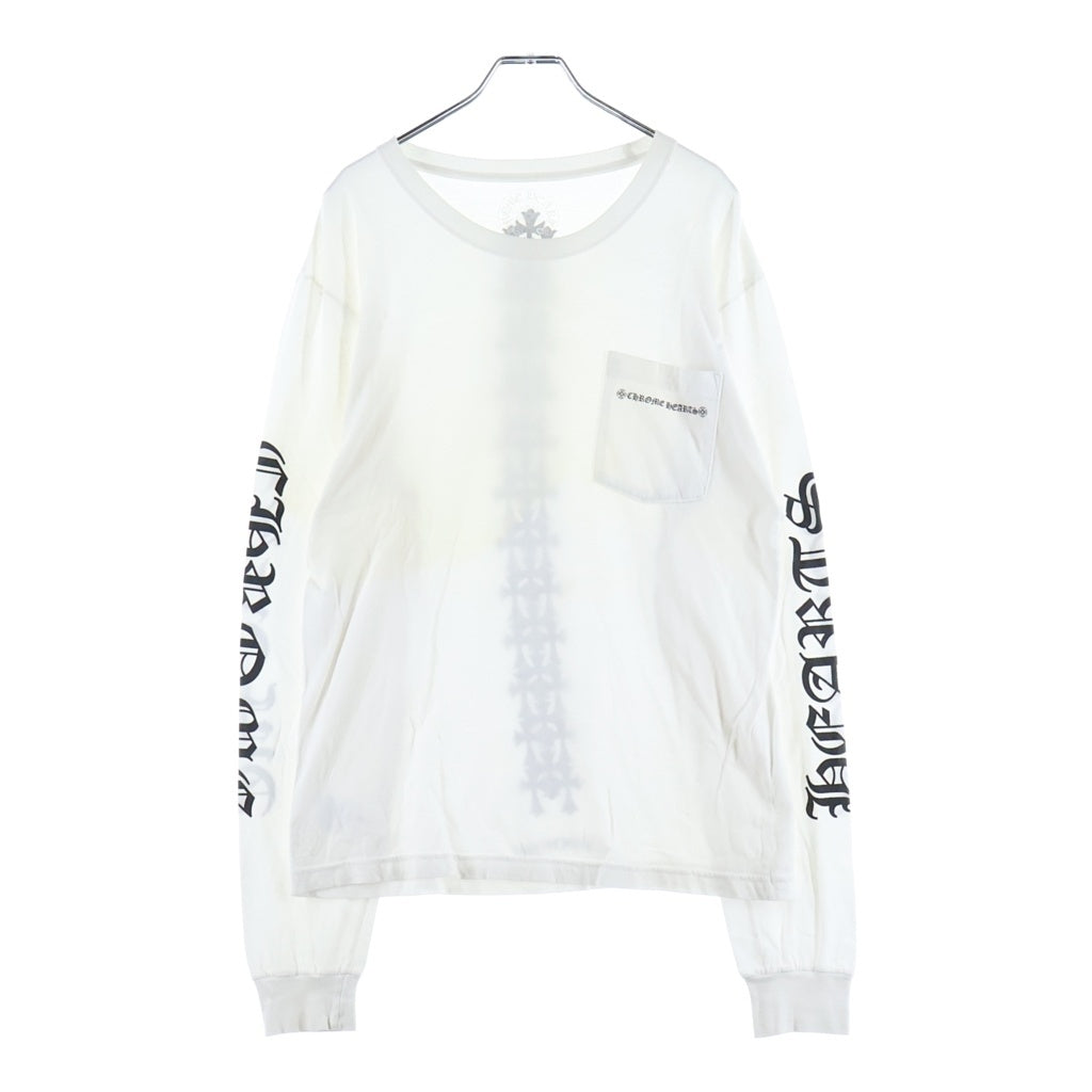 CHROME HEARTS(クロムハーツ) Cemetery Cross Tire Track L/S Tee バックセメタリークロス タイヤトラックプリント長袖Tシャツ ホワイト