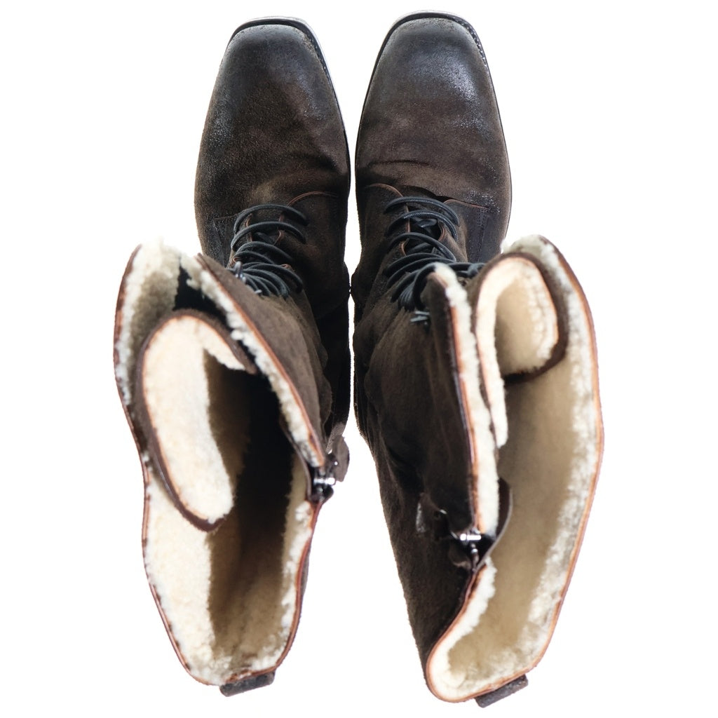 Berluti(ベルルッティ) パティーヌスウェード シアリングムートンレザーロングブーツ ブラウン