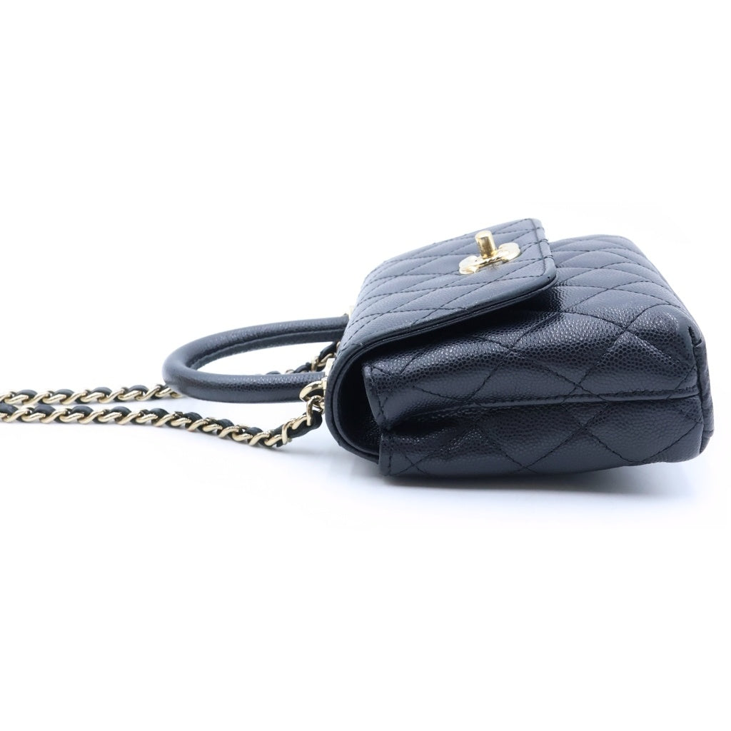 CHANEL(シャネル) マトラッセ ココハンドル ミニ キャビアスキン ゴールド金具 チェーン2WAYショルダーバッグ ブラック/ゴールド AP4244 レディース