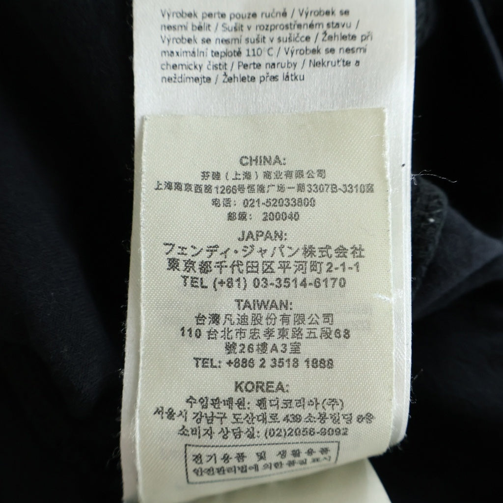 FENDI(フェンディ) 21SS ネックロゴ クルーネック半袖Tシャツ ブラック FY1040 AHC0