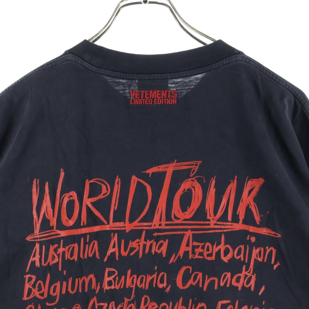 VETEMENTS(ヴェトモン) 23AW World Tour Logo TShirt ワールドツアー ロゴプリント クルーネック半袖Tシャツ ブラック UE54TR430B