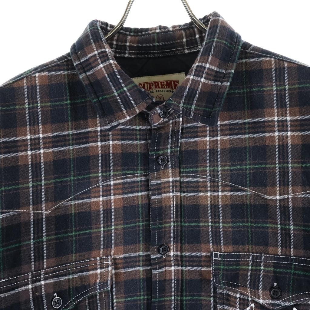 SUPREME(シュプリーム) 25AW ×True Religion Quilted Lined Plaid Flannel Shirt トゥルーレリジョン キルテッド ラインド プレイド フランネルシャツ チェック長袖シャツ ブラウン