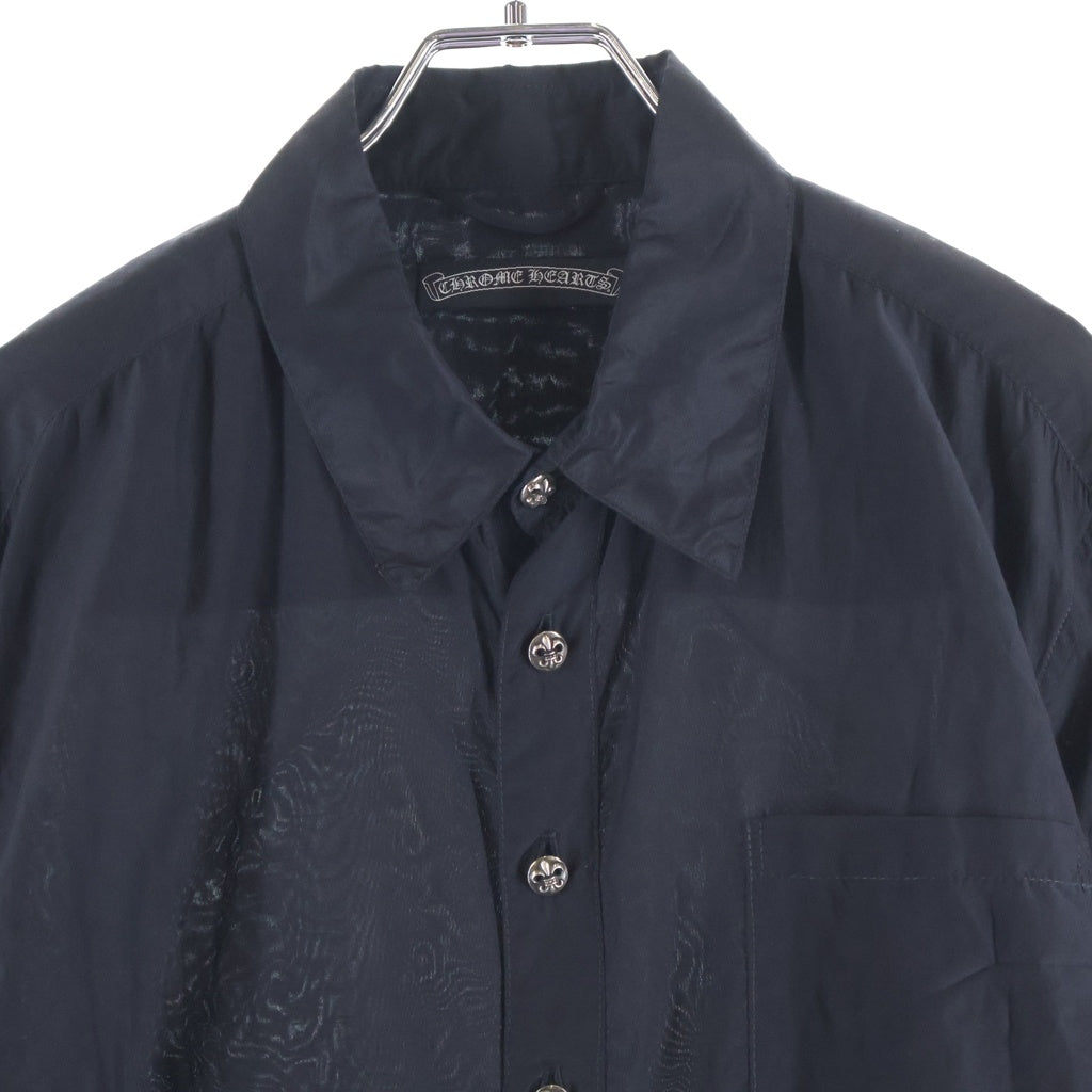 CHROME HEARTS(クロムハーツ) LOOSEENDS ルーズエンド BSフレアボタン クロスパッチ付きシルク長袖シャツ ブラック