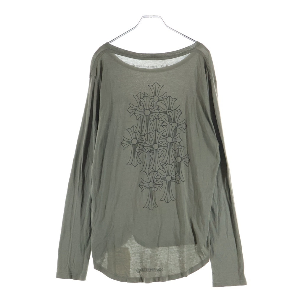 CHROME HEARTS(クロムハーツ) Cemetery Cross L/S Tee バックセメタリークロスプリント 長袖Tシャツカットソー カーキ