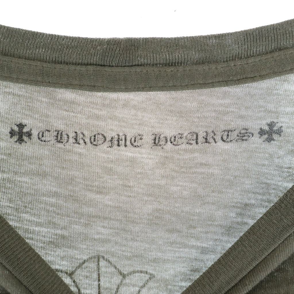 CHROME HEARTS(クロムハーツ) Cemetery Cross L/S Tee バックセメタリークロスプリント 長袖Tシャツカットソー カーキ