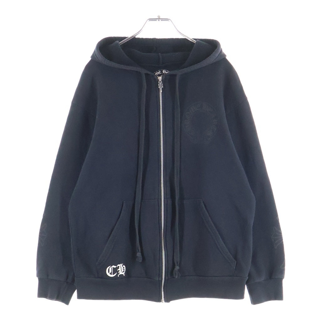 CHROME HEARTS(クロムハーツ) SCROLL LABEL SWTSHRT HD ZIP バックスクロールラベルプリント ジップアップパーカー ブラック