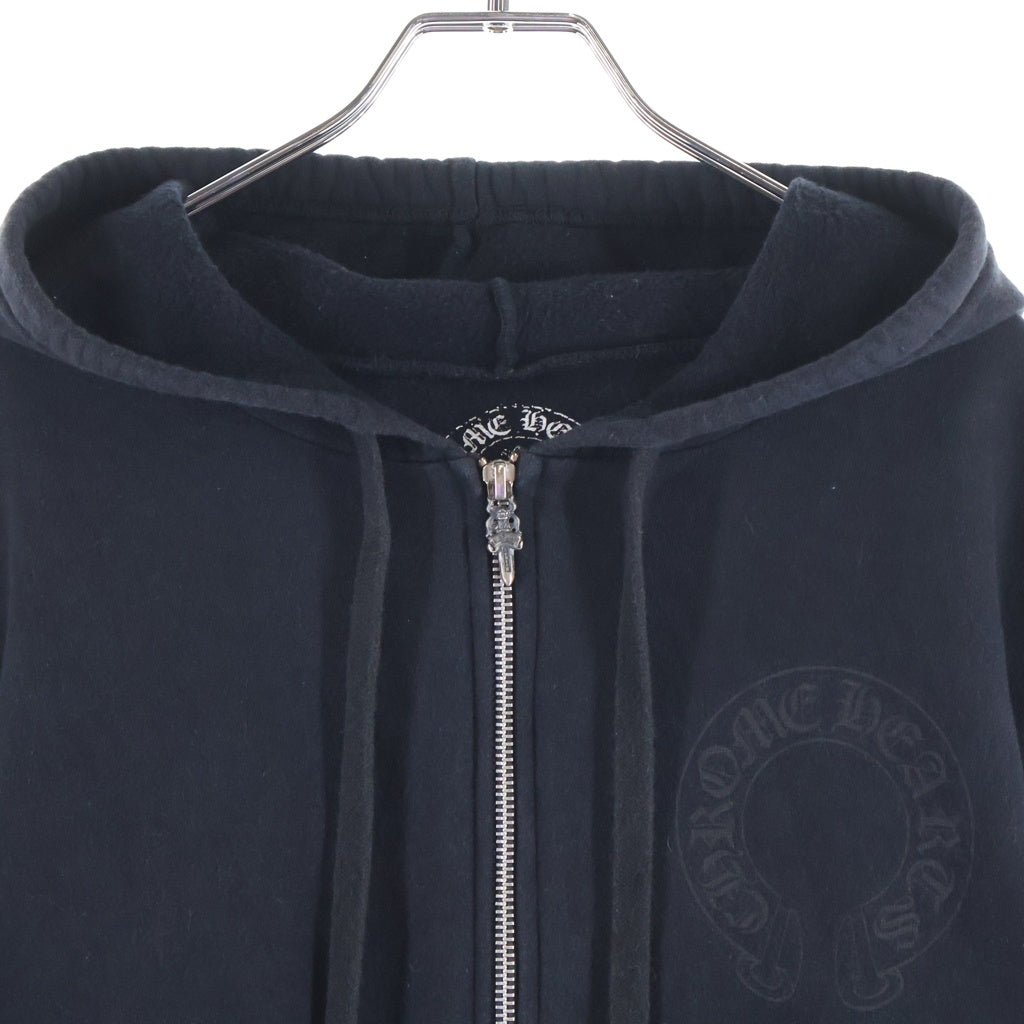 CHROME HEARTS(クロムハーツ) SCROLL LABEL SWTSHRT HD ZIP バックスクロールラベルプリント ジップアップパーカー ブラック