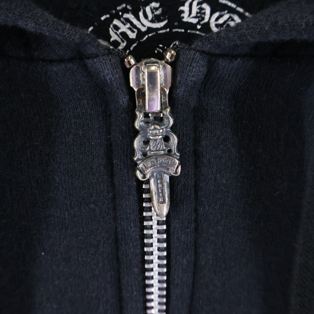 CHROME HEARTS(クロムハーツ) SCROLL LABEL SWTSHRT HD ZIP バックスクロールラベルプリント ジップアップパーカー ブラック