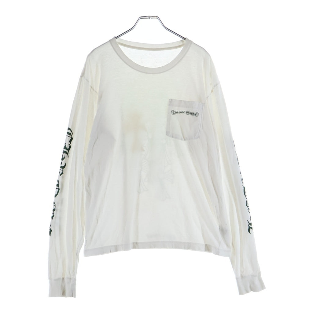 CHROME HEARTS(クロムハーツ) Cemetery Cross L/S Tee バックセメタリークロスプリント 長袖Tシャツカットソー ホワイト/グリーン