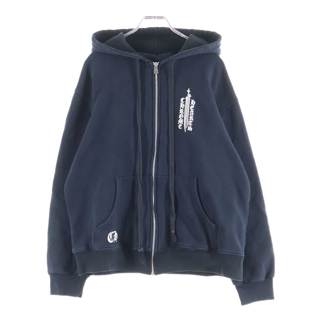 CHROME HEARTS(クロムハーツ) RS3 SWTSHRT HD ZIP バックRS3クロスプリント 裏地サーマル ジップアップパーカー ブラック