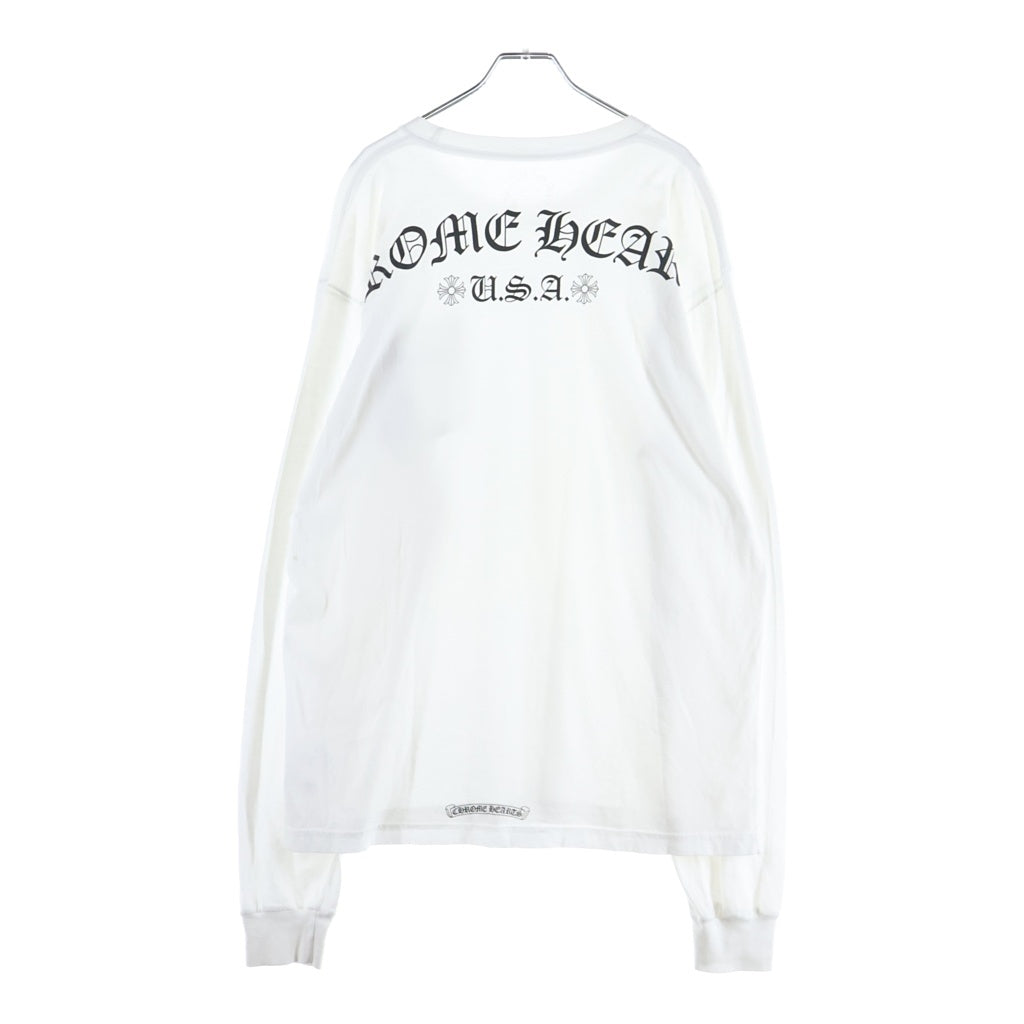 CHROME HEARTS(クロムハーツ) BACK ARCH LOGO SCROLL LABEL USA L/S TEE バックアーチロゴ スクロールラベル プリント 長袖Tシャツ カットソー ホワイト