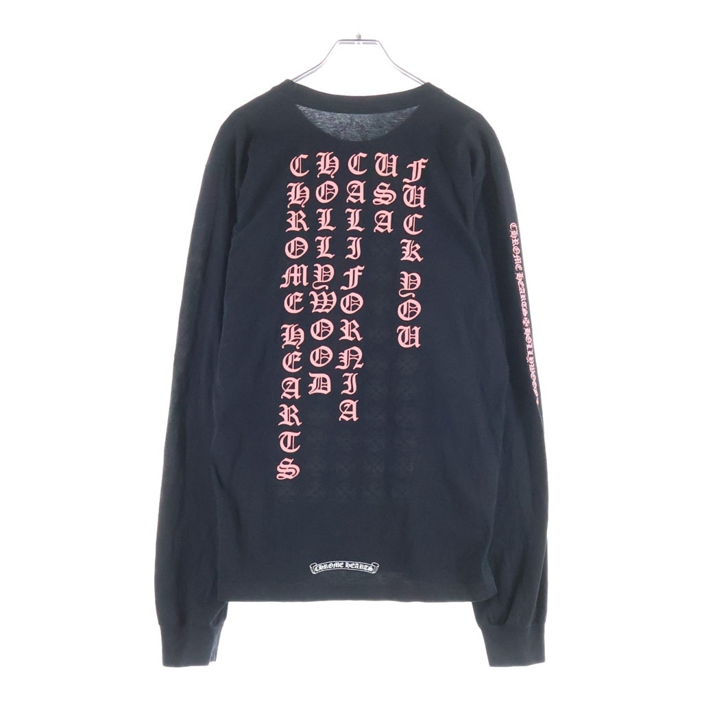 CHROME HEARTS(クロムハーツ) Vertical Logo L/S バーティカルロゴプリント 長袖Tシャツカットソー ブラック/ピンク