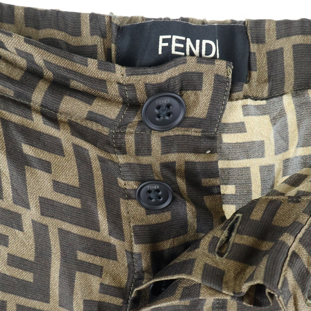 FENDI(フェンディ) Logo Silk Pants ロゴシルクパンツ ブラウン FB0416 A4JK