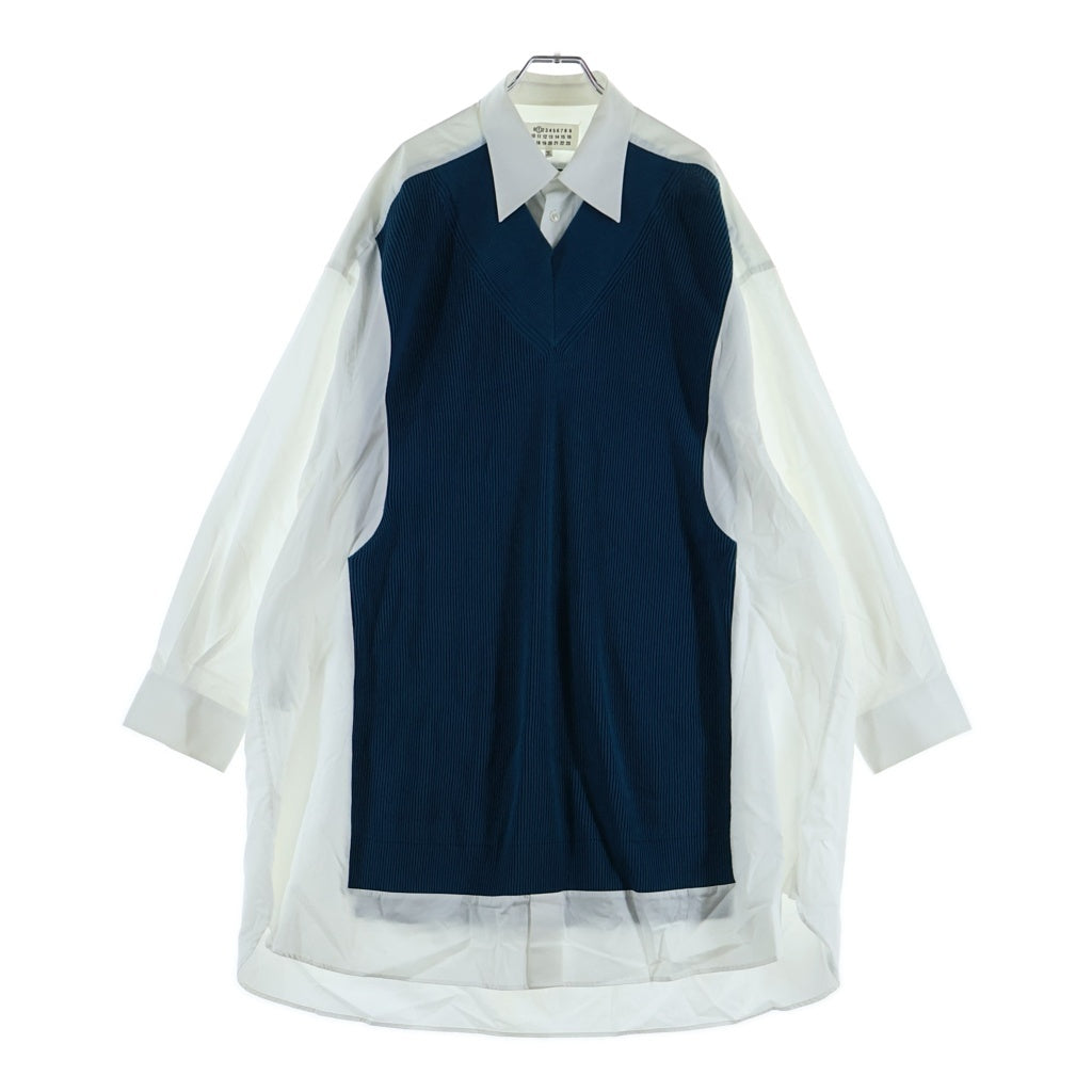 Maison Margiela(メゾンマルジェラ) バイマテリアル シャツワンピース S43001グリーン/ホワイト S51DL0356 S43001 レディース