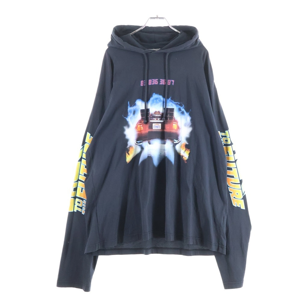 VTMNTS(ブイティーエムエヌティーエス) 22SS BACK TO THE FUTURE HOODIE バックトゥザフューチャー グラフィックプリントプルオーバーパーカー ブラック VL12TR400B
