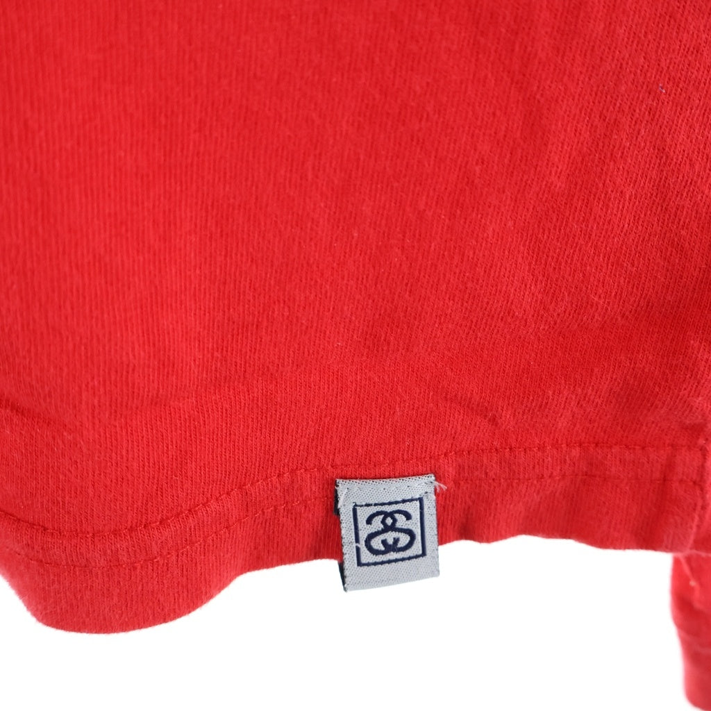 STUSSY(ステューシー) 90S OLD VINTAGE クロスボーン ワッペン 長袖Tシャツ紺タグ レッド