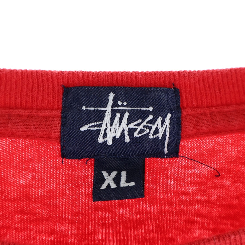 STUSSY(ステューシー) 90S OLD VINTAGE クロスボーン ワッペン 長袖Tシャツ紺タグ レッド