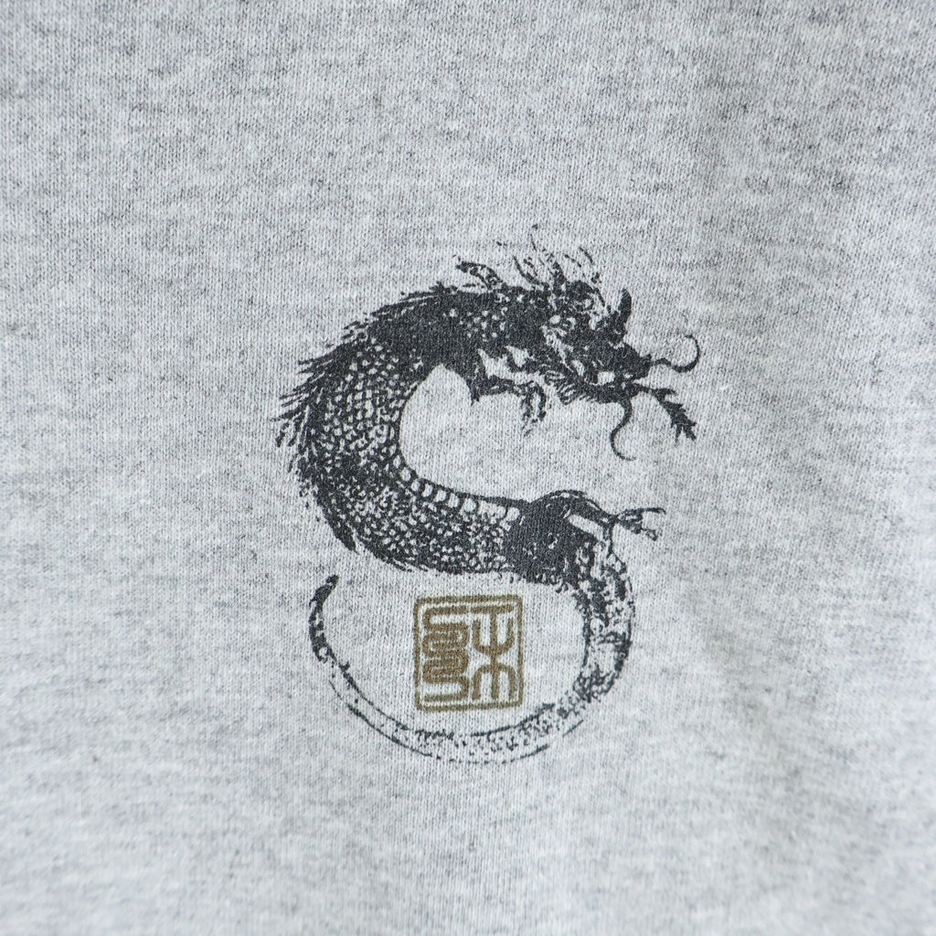 STUSSY(ステューシー) 90S OLD VINTAGE ドラゴンプリント 長袖Tシャツ 紺タグ グレー