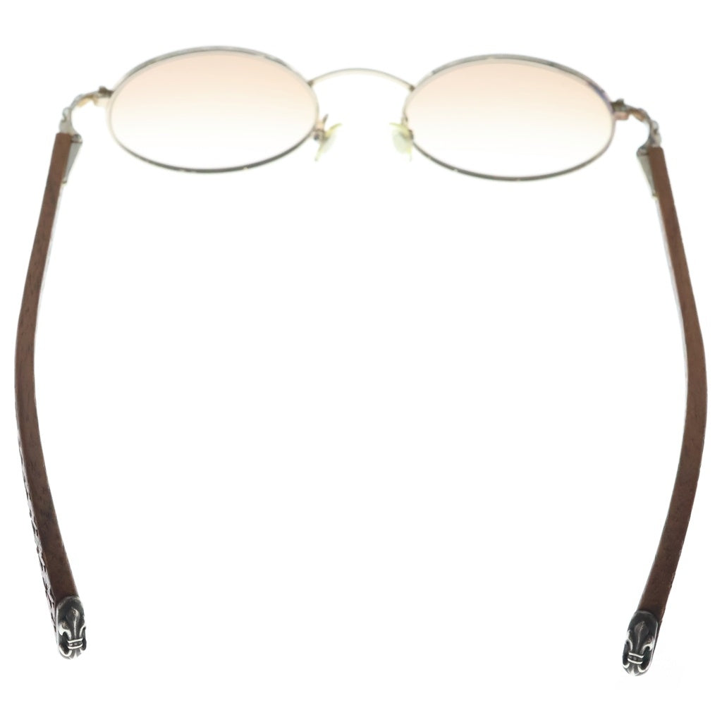 CHROME HEARTS(クロムハーツ) LIVING PROOF 4 サイドBSフレアモチーフ ウッドテンプルサングラス アイウェア 眼鏡 ブラウン/シルバー
