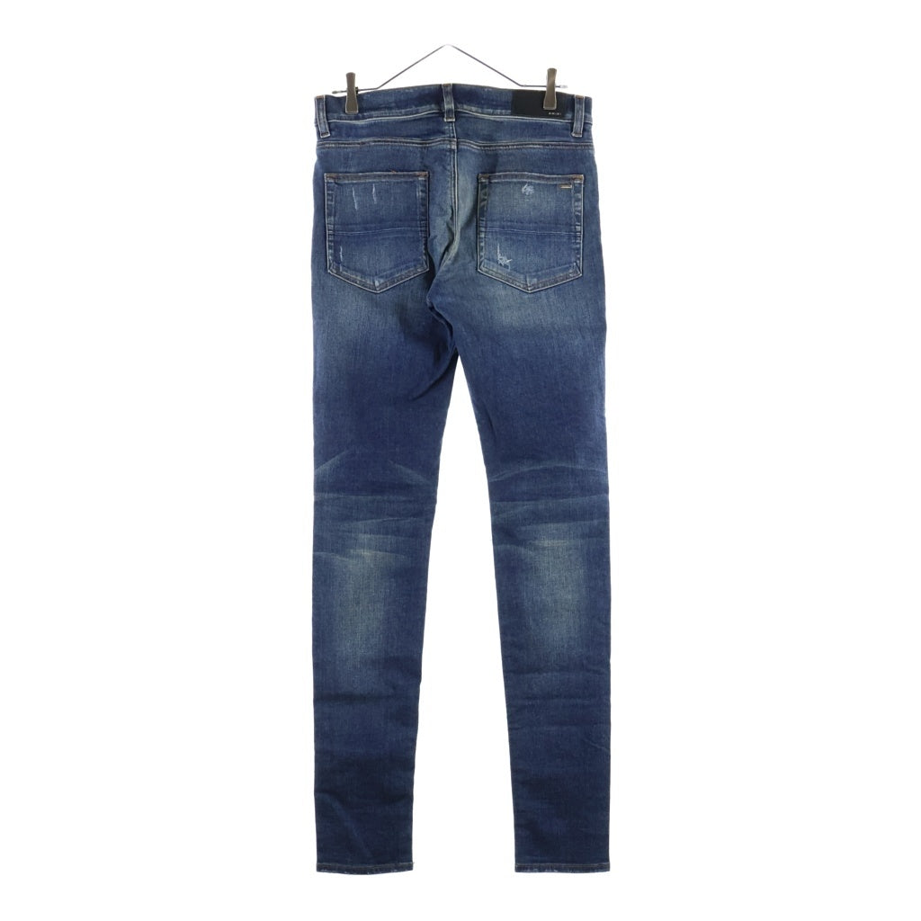 AMIRI(アミリ) 蛇腹レザー ダメージ加工 デニム ジーンズ スキニーパンツ SR1PXMD012SAMDSIインディゴ